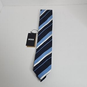 BOSS Men's Blue Striped Tie Regular Fit NWT